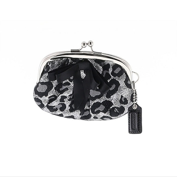 Coach Black and Silver Coin Purse with Kiss-Lock Closure. - Picture 1 of 2
